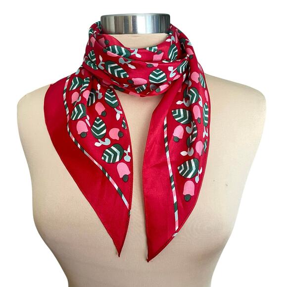 The Metropolitan Museum of Art 100% Silk Scarf Red Green Leaf Print 64" Long - Picture 1 of 6